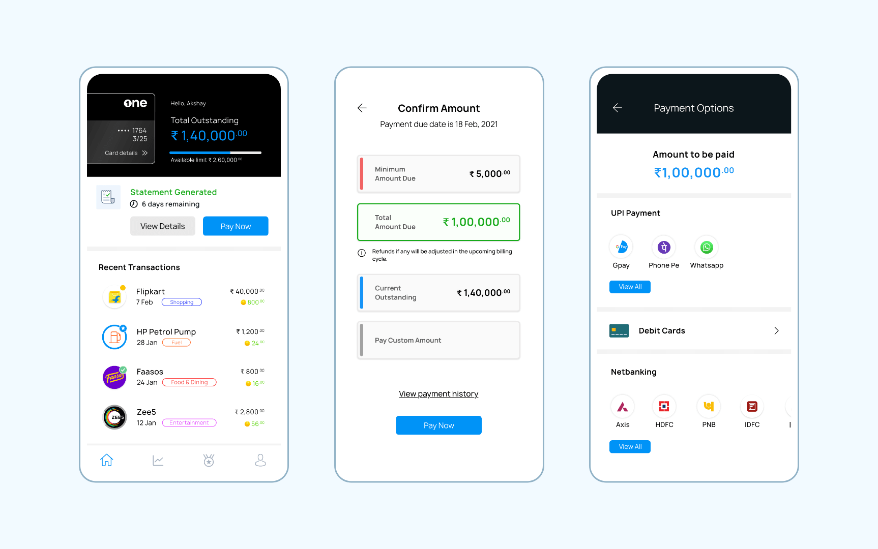 OneCard Repayment Modes